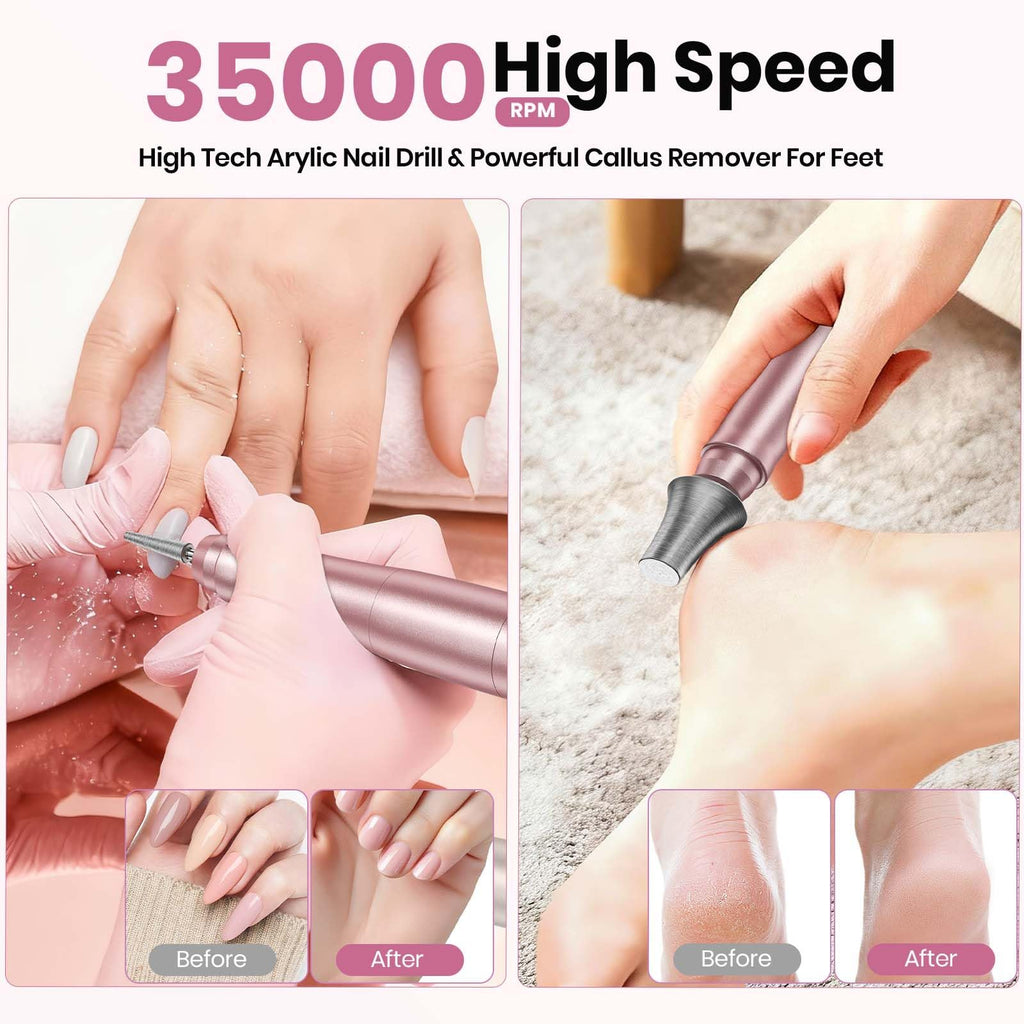 Hoxida Cordless Nail Drill 35000RPM – Portable Electric Nail File with LCD Display for Acrylic & Gel Nails