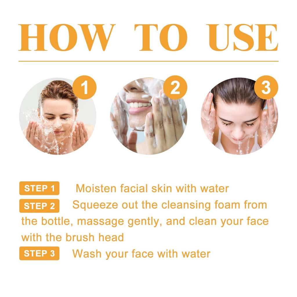 HOYGI Turmeric Face Wash with Brush – Foaming Cleanser for All Skin Types (2-Pack)