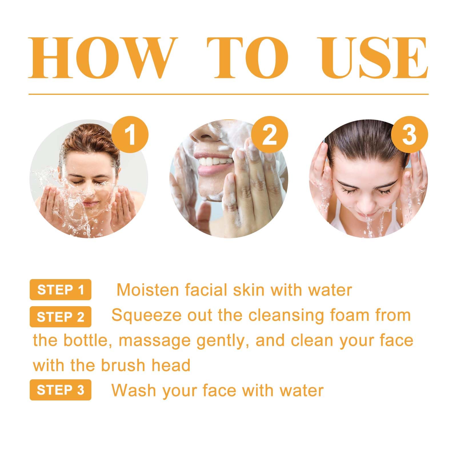 HOYGI Turmeric Face Wash with Brush – Foaming Cleanser for All Skin Types (2-Pack)