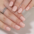 Hrnsnails Nude Press On Nails – Short Square Gel Kit (32 Pieces, Glue & Tools)