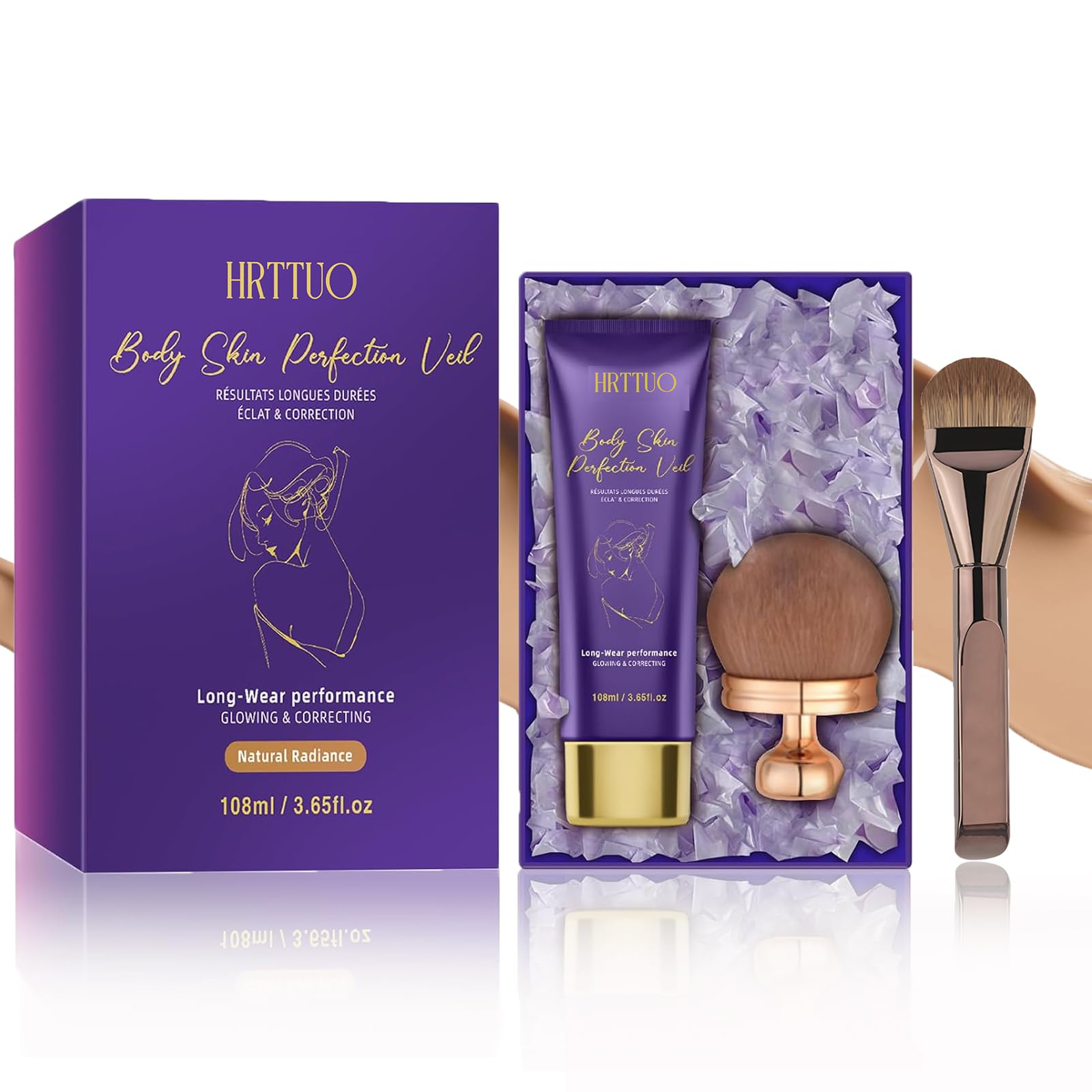 Body Coverage Perfector with Brush — Waterproof Leg & Body Makeup by HRTTUO