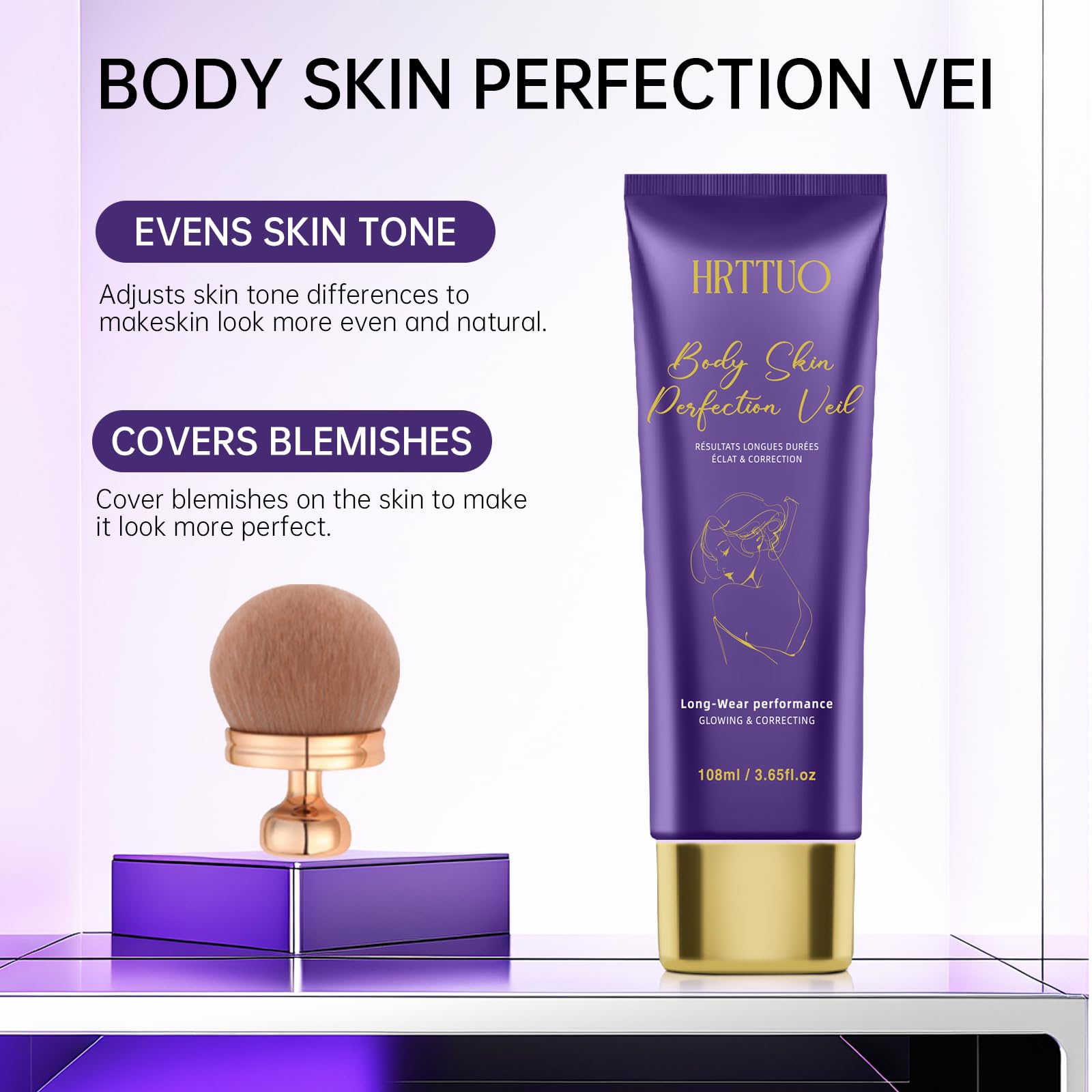 HRTTUO Body Coverage Perfector | Waterproof Leg & Body Makeup for Tattoo & Scar Concealment