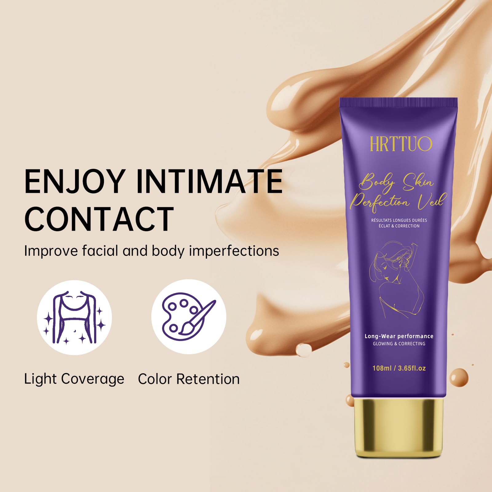 Body Coverage Perfector with Brush — Waterproof Leg & Body Makeup by HRTTUO