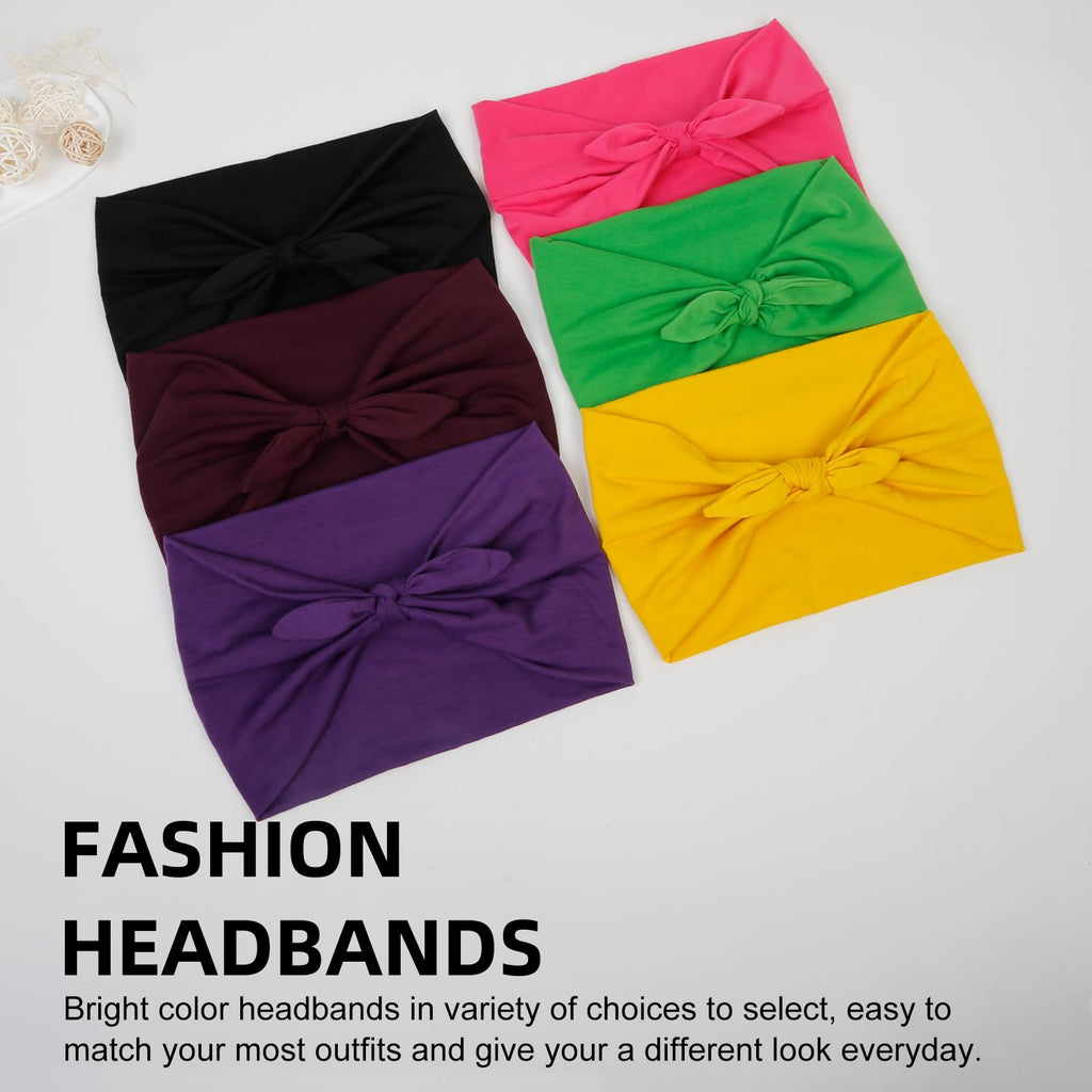 Huachi 6-Pack Bow Headbands for Women – 7'' Extra Wide, Non-Slip Hair Accessories