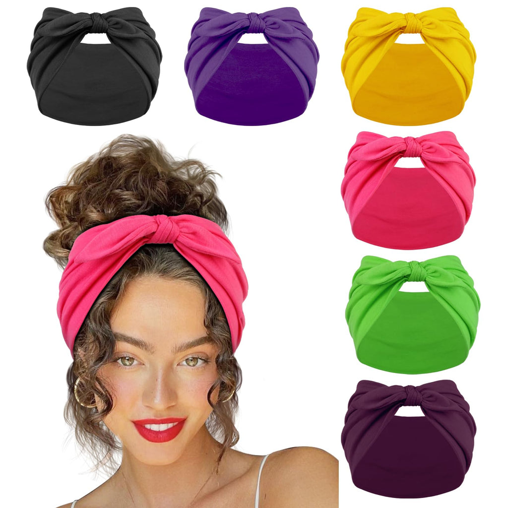 Huachi 6-Pack Bow Headbands for Women – 7'' Extra Wide, Non-Slip Hair Accessories