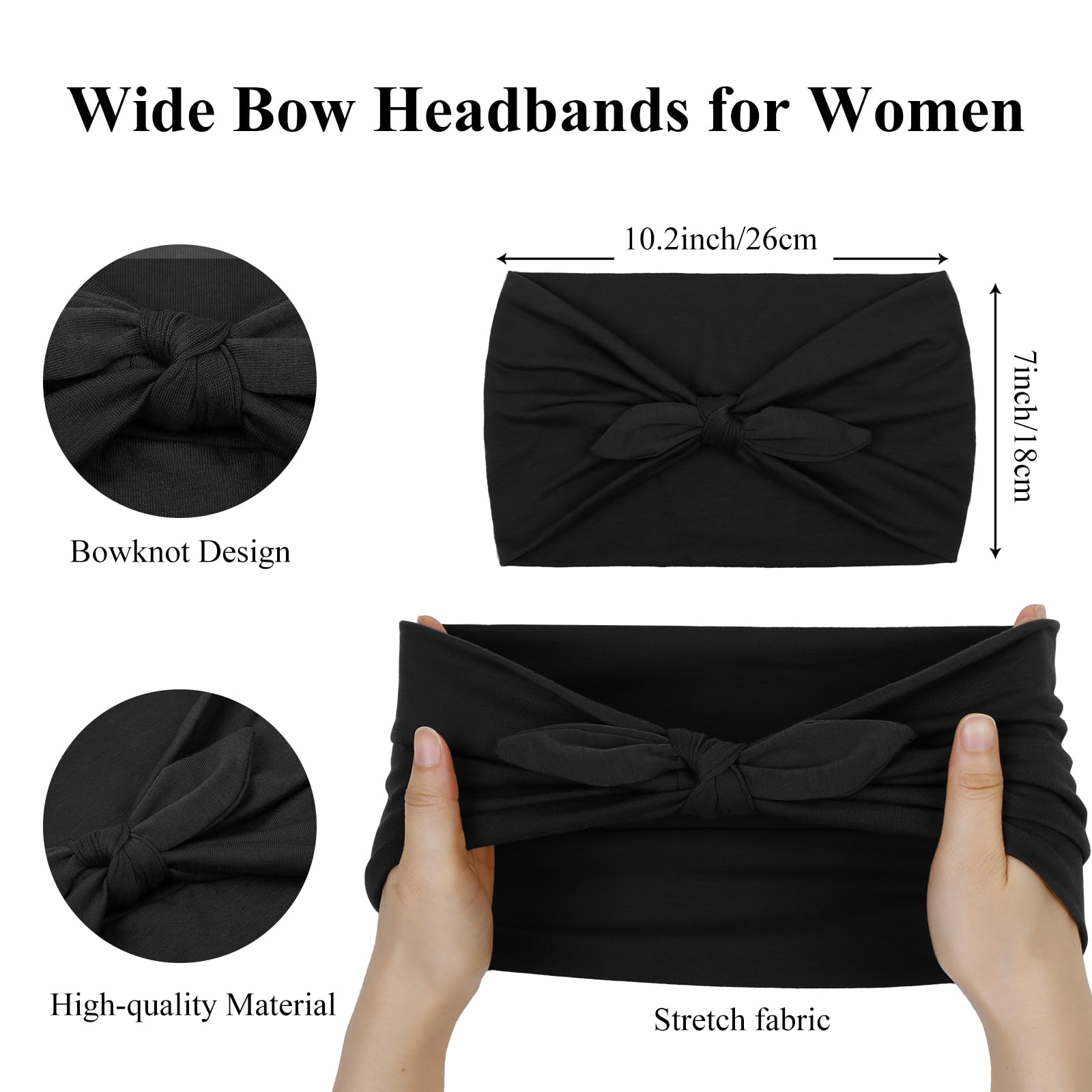 Huachi 6-Pack Bow Headbands for Women – 7'' Extra Wide, Non-Slip Hair Accessories