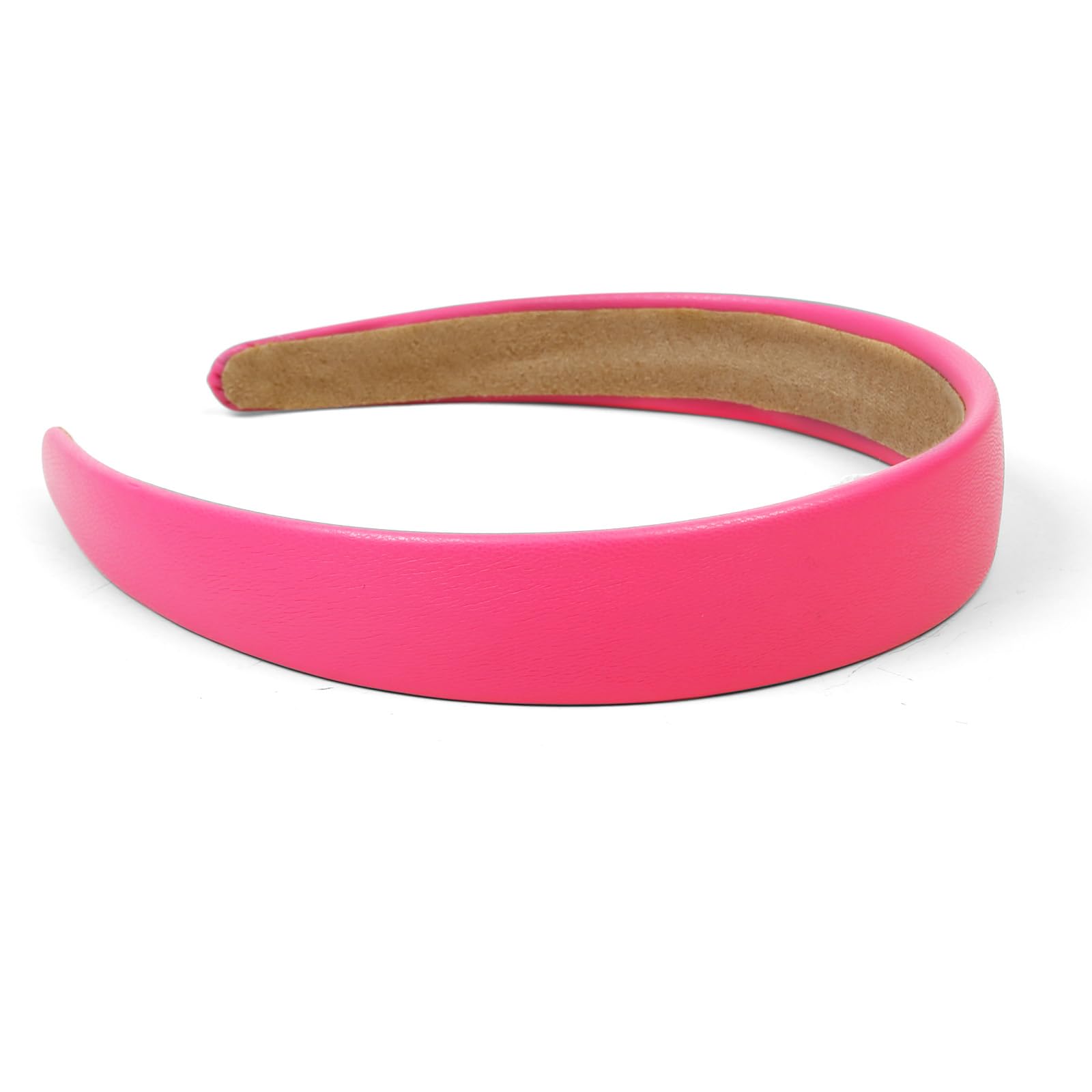 Huachi Pink Faux Leather Headband – 1 Inch Thin Hair Band for Women & Girls