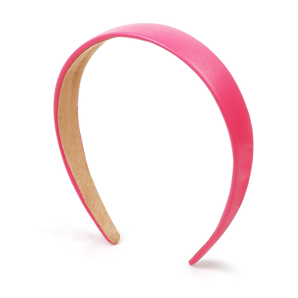 Huachi Pink Faux Leather Headband – 1 Inch Thin Hair Band for Women & Girls