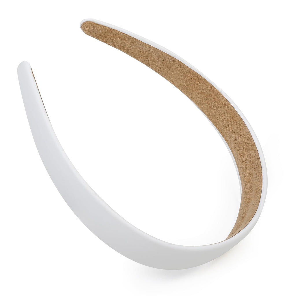 Huachi White Faux Leather Headband for Women – 1-Inch Thin Hair Band