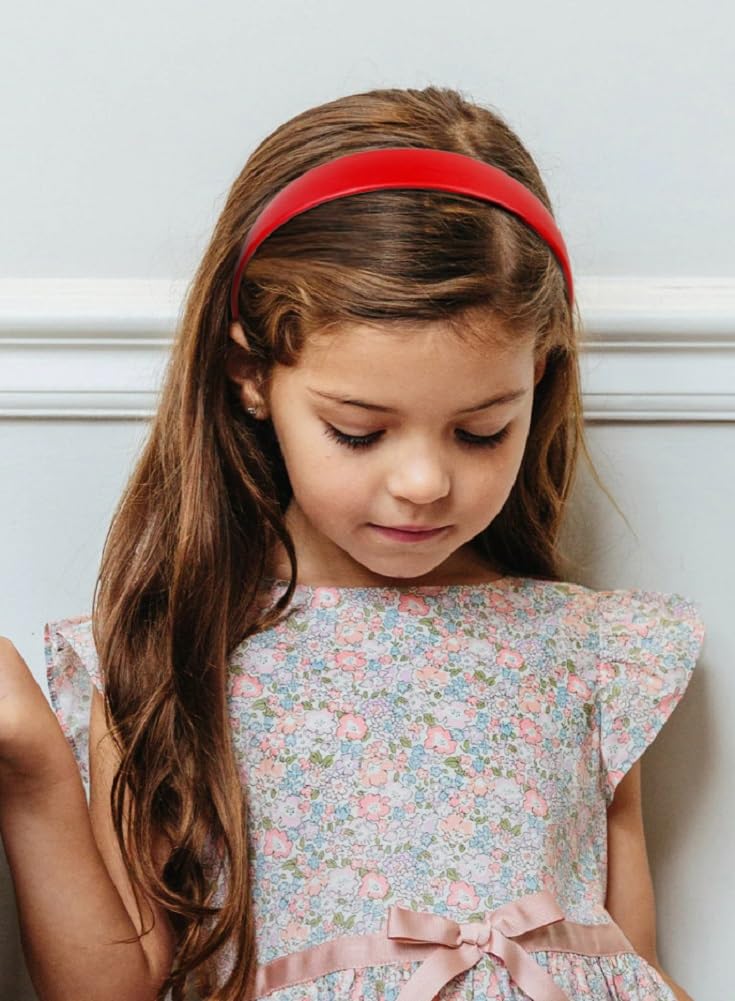 Huachi Red Headbands for Women | 1-Inch Faux Leather Wide Headband