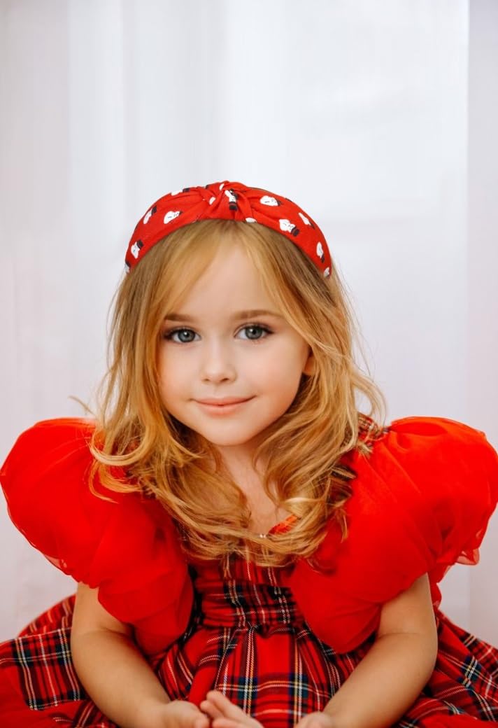 Huachi Christmas Headbands for Women & Girls - 3 Pack Knotted Holiday Hair Accessories
