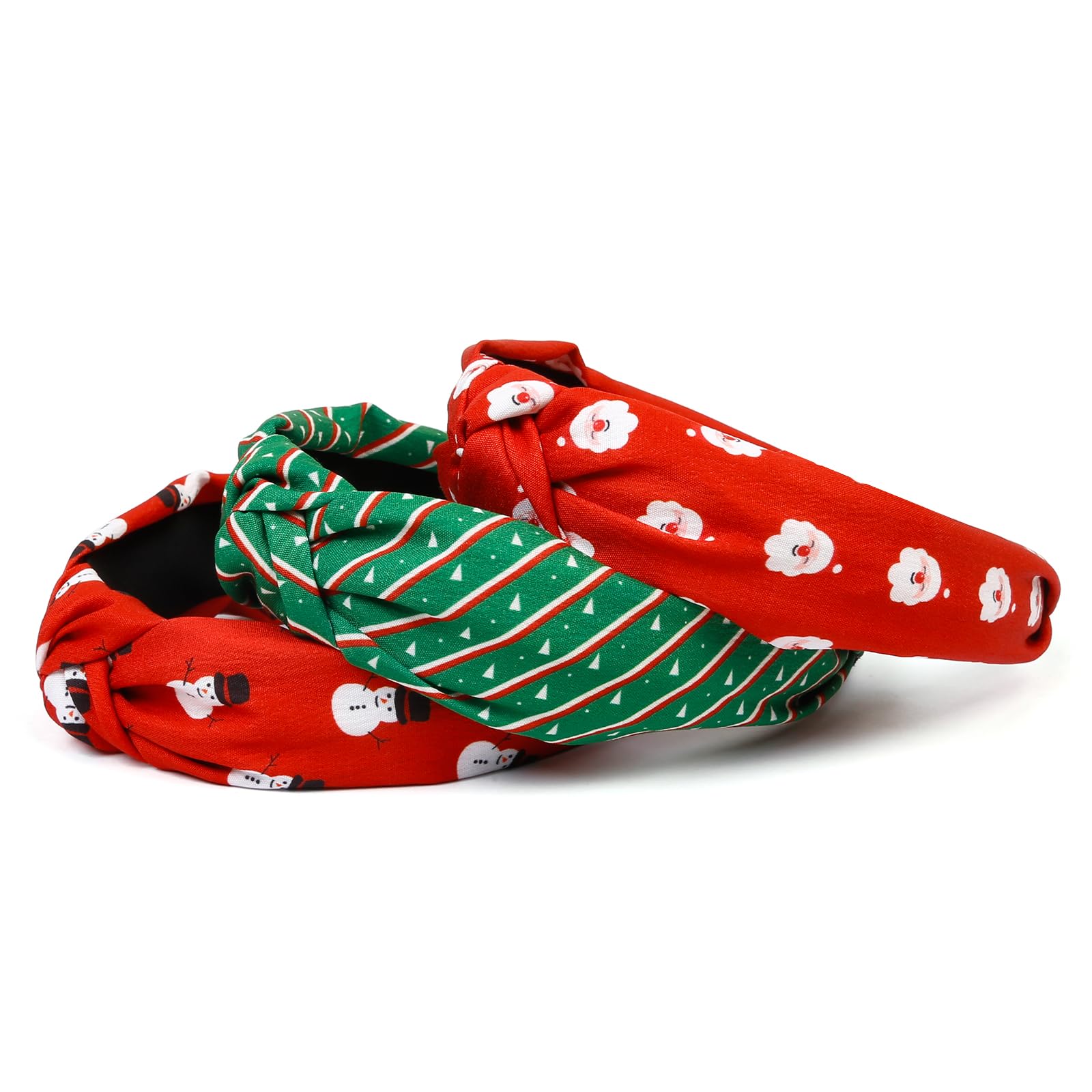 Huachi Christmas Headbands for Women & Girls - 3 Pack Knotted Holiday Hair Accessories