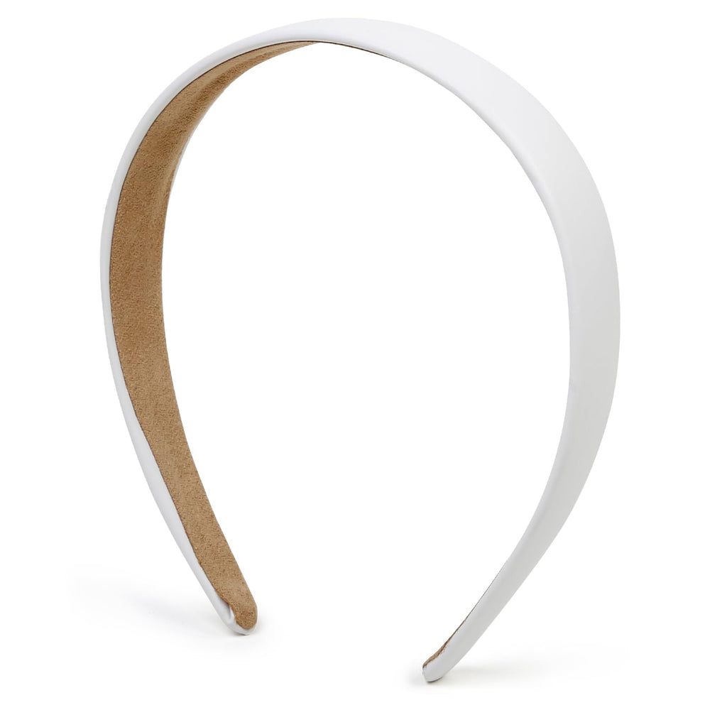 Huachi White Faux Leather Headband for Women – 1-Inch Thin Hair Band