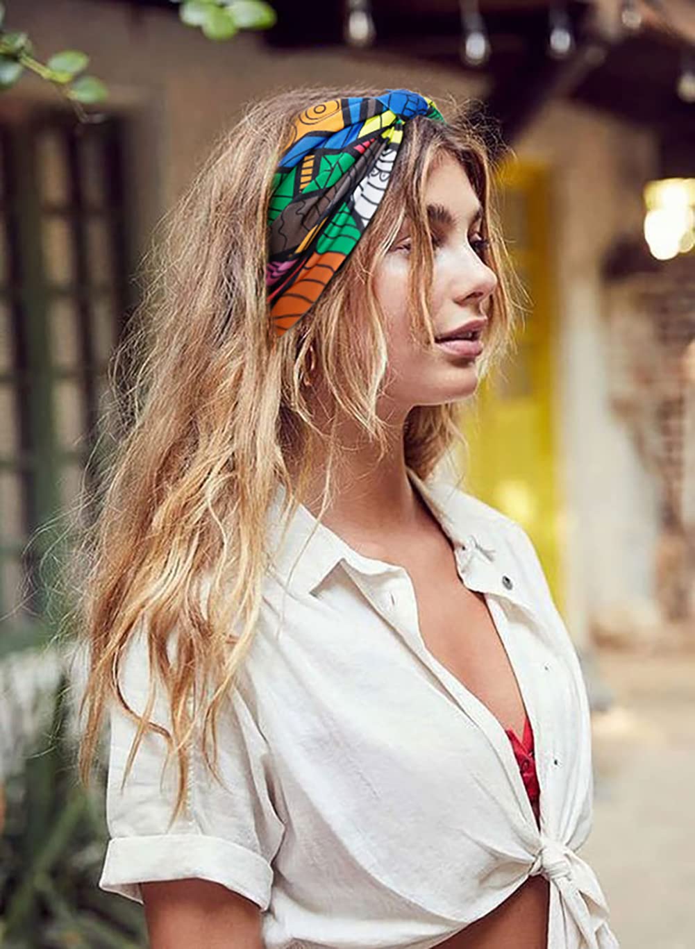 Huachi Wide Headbands for Women – Boho Knotted Non-Slip Headwraps (Pack of 4)