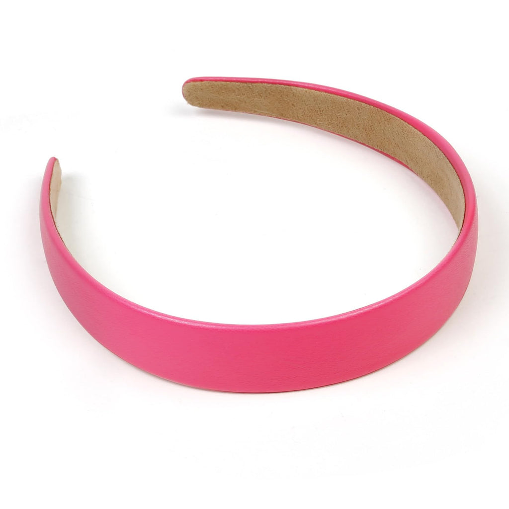 Huachi Pink Faux Leather Headband – 1 Inch Thin Hair Band for Women & Girls