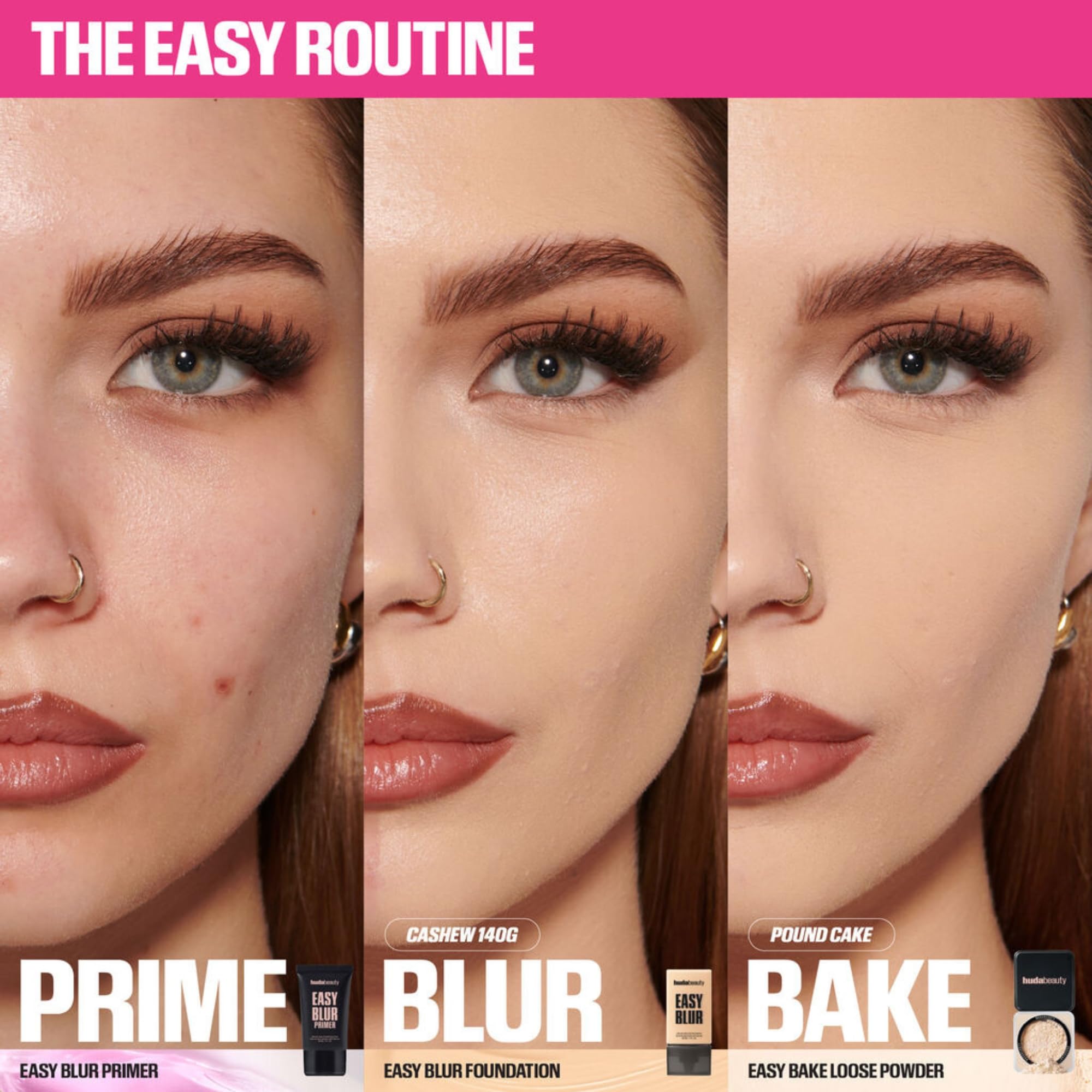 Huda Beauty Baby Bake Mini Loose Setting Powder – Pound Cake, 6g (Fair to Tan Skin Tones)