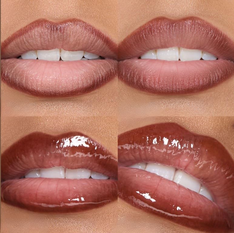 Huda Beauty Make Out Sesh Lip Duo – Limited Edition Lip Contour Stain + Faux Filler Jelly Oil (Peachy Nudes)