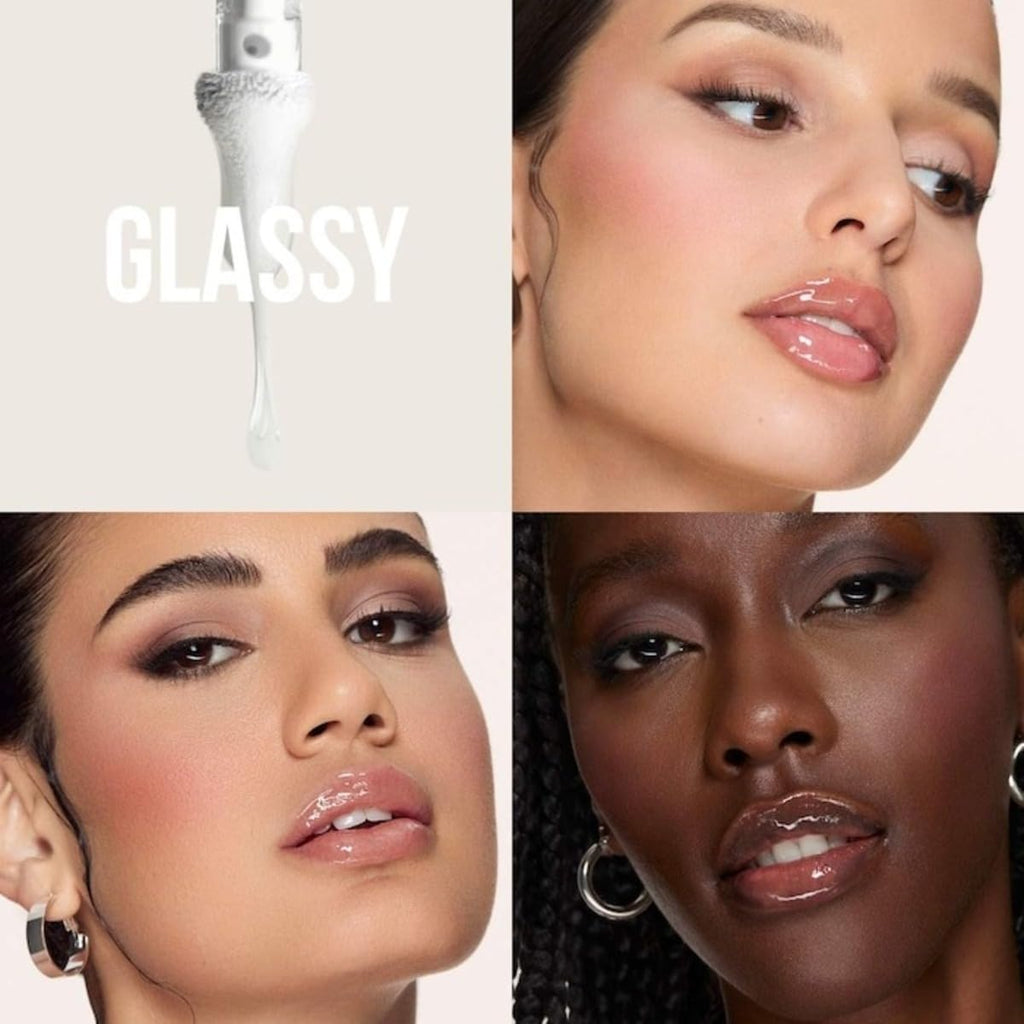 Huda Faux Filler Extra Shine Lip Gloss – Glassy (Clear) | Hydrating, High-Gloss Lip Shine 0.13 fl oz