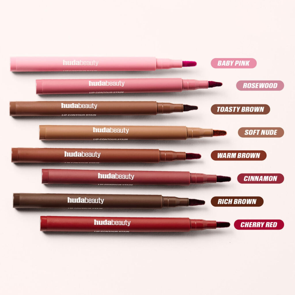 Huda Lip Contour Stain Lip Tint - Warm Brown | 12H Smudge-Proof Lip Color