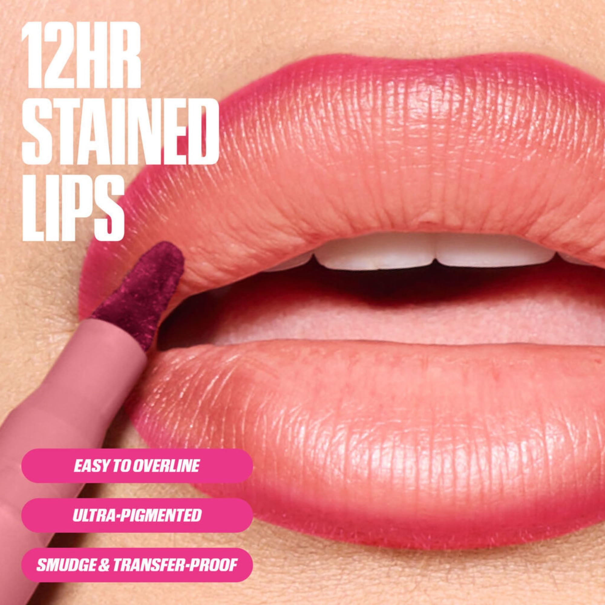 Huda Lip Contour Stain Lip Tint - Warm Brown | 12H Smudge-Proof Lip Color