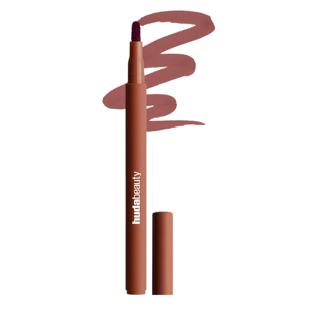 Huda Lip Contour Stain Lip Tint - Warm Brown | 12H Smudge-Proof Lip Color