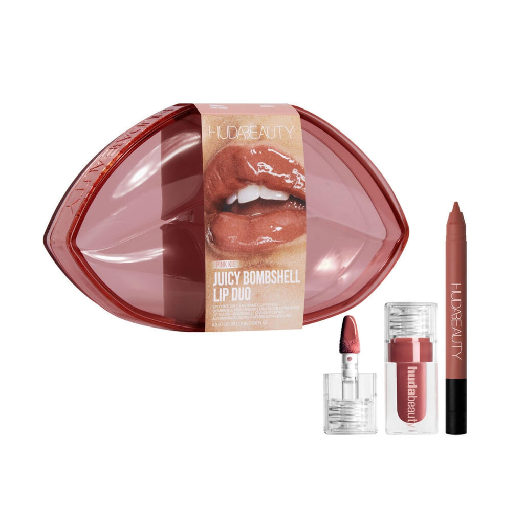 Huda Limited Edition Pink Kit: Juicy Bombshell Lip Duo – Lip Pencil + Lip Gloss (Travel Size)