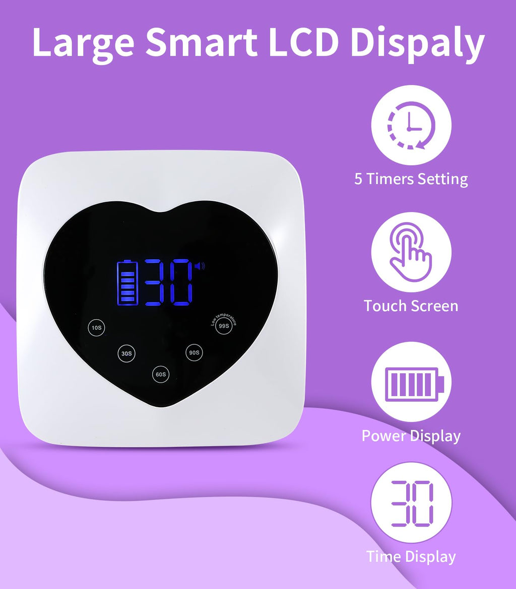 HUGMAPLE 72W UV Nail Lamp – 5 Timers, Auto Sensor, Cordless Rechargeable