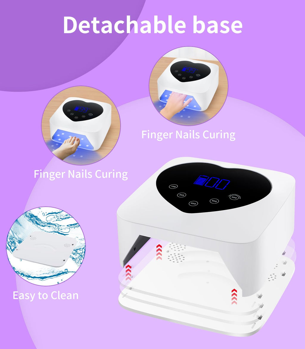HUGMAPLE 72W UV Nail Lamp – 5 Timers, Auto Sensor, Cordless Rechargeable