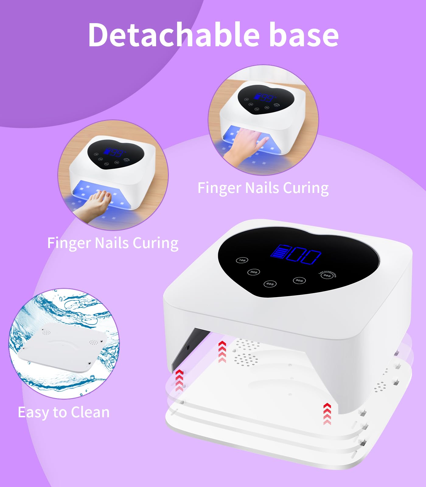 HUGMAPLE 72W UV Nail Lamp – 5 Timers, Auto Sensor, Cordless Rechargeable