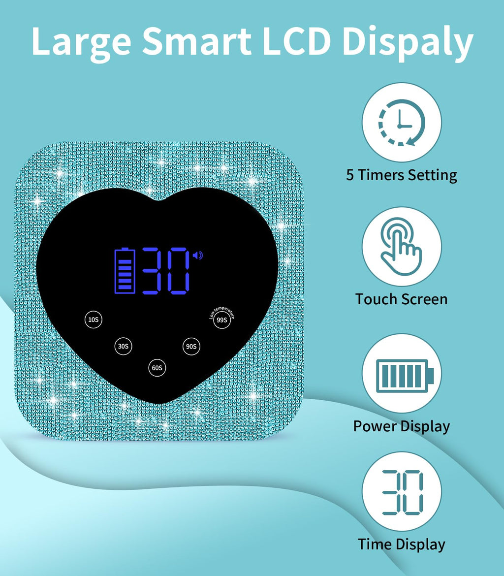HUGMAPLE UV Nail Lamp 72W – Rechargeable Cordless Diamond LED Dryer, 5 Timer Settings