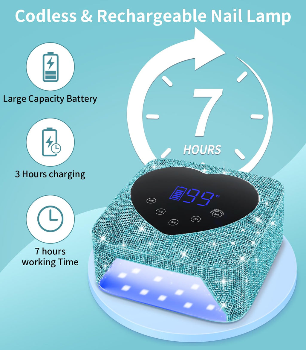 HUGMAPLE UV Nail Lamp 72W – Rechargeable Cordless Diamond LED Dryer, 5 Timer Settings