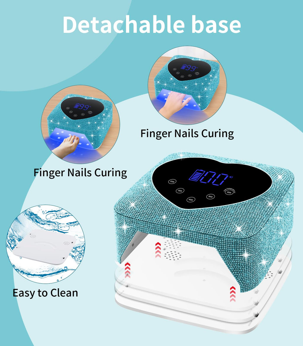 HUGMAPLE UV Nail Lamp 72W – Rechargeable Cordless Diamond LED Dryer, 5 Timer Settings