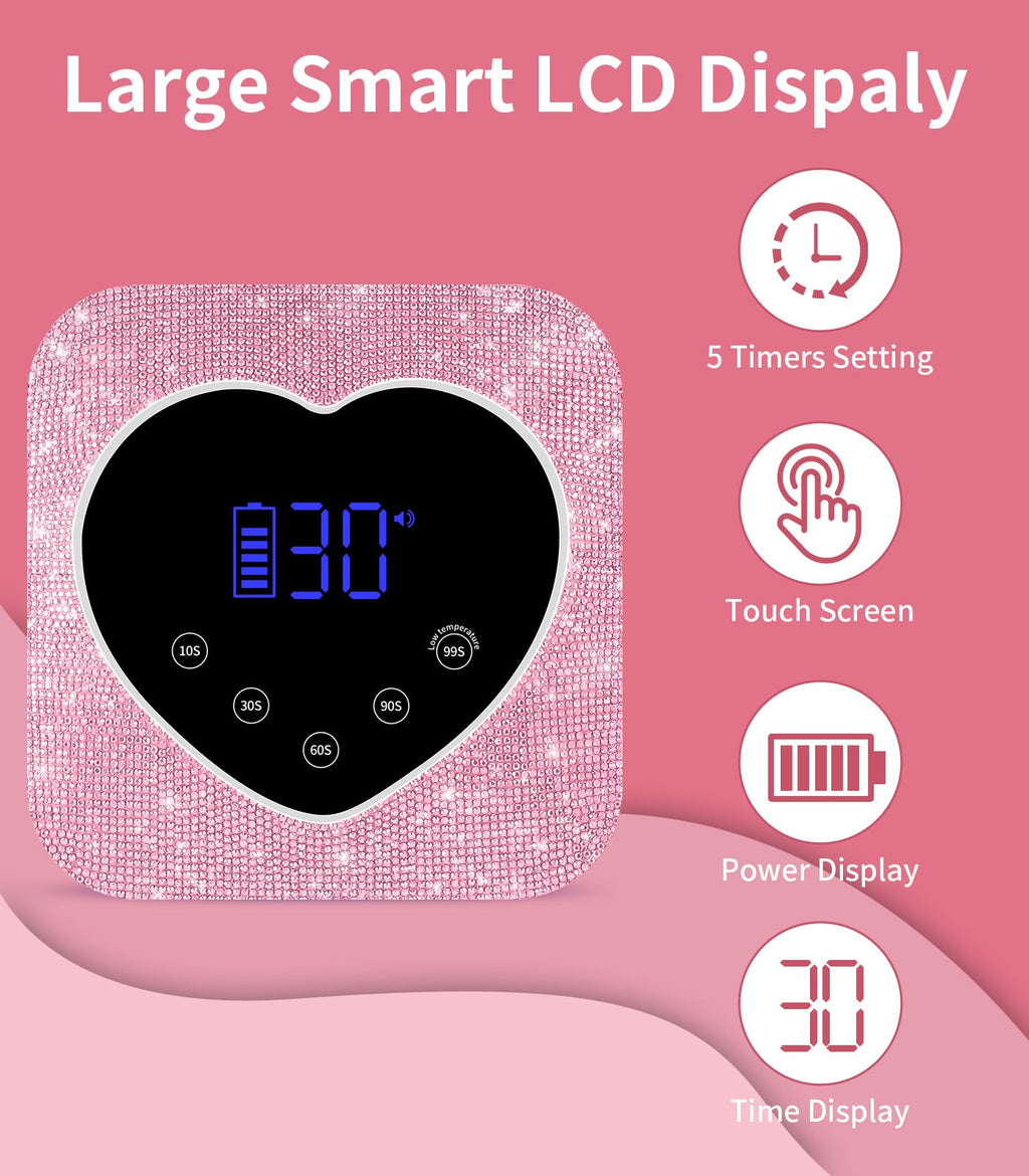 HUGMAPLE UV Nail Light – 72W Cordless Rechargeable Nail Lamp with 5 Timers, Auto Sensor