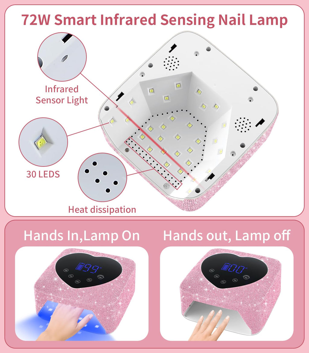 HUGMAPLE UV Nail Light – 72W Cordless Rechargeable Nail Lamp with 5 Timers, Auto Sensor