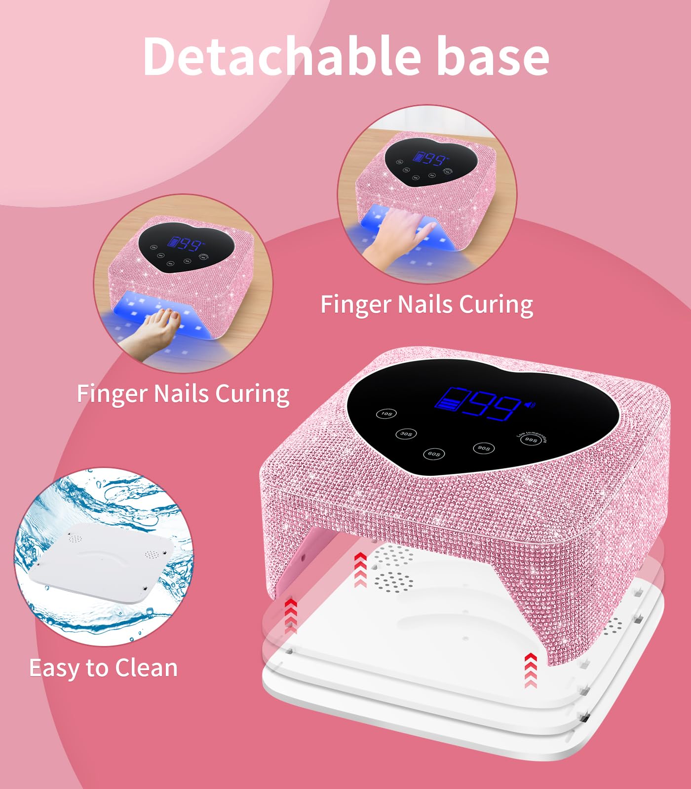 HUGMAPLE UV Nail Light – 72W Cordless Rechargeable Nail Lamp with 5 Timers, Auto Sensor