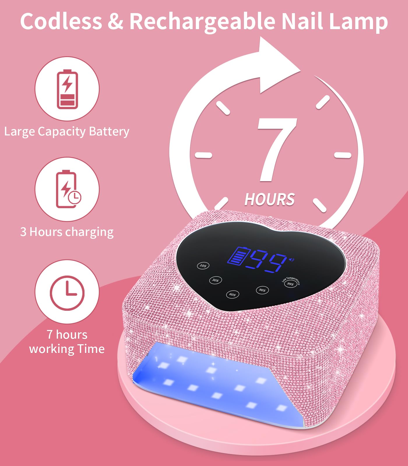 HUGMAPLE UV Nail Light – 72W Cordless Rechargeable Nail Lamp with 5 Timers, Auto Sensor