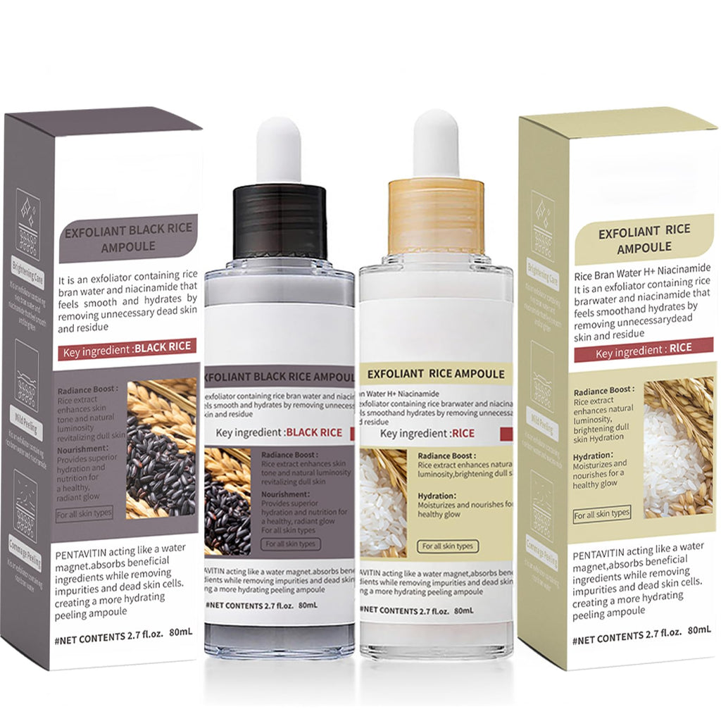 HUiPENGFEI Black & White Rice Peeling – Gentle Exfoliator & Hydration Duo (2 x 2.7 fl oz)