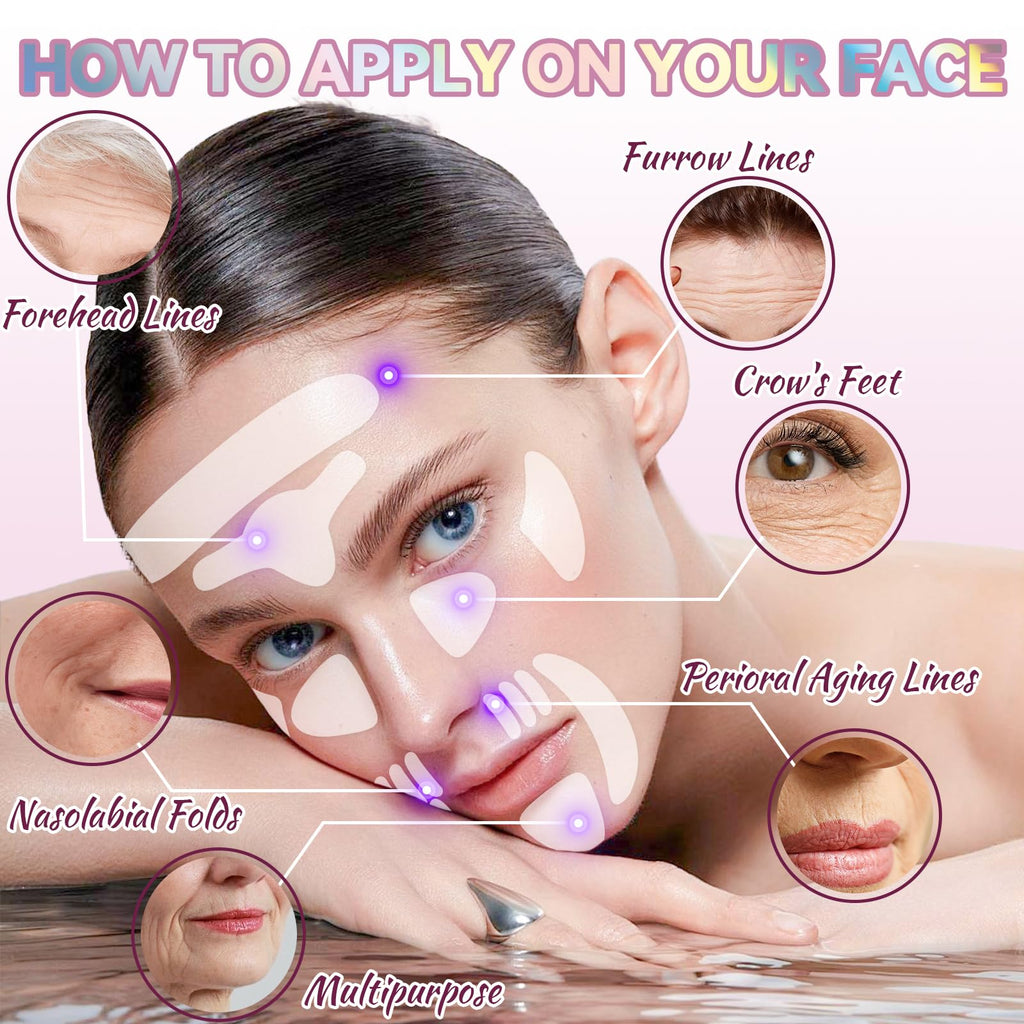HULEIWA Facial Wrinkle Patches – 256 Pcs Overnight Silicone Patches for Forehead, Eyes, Smile Lines | Easy & Highly Adhesive