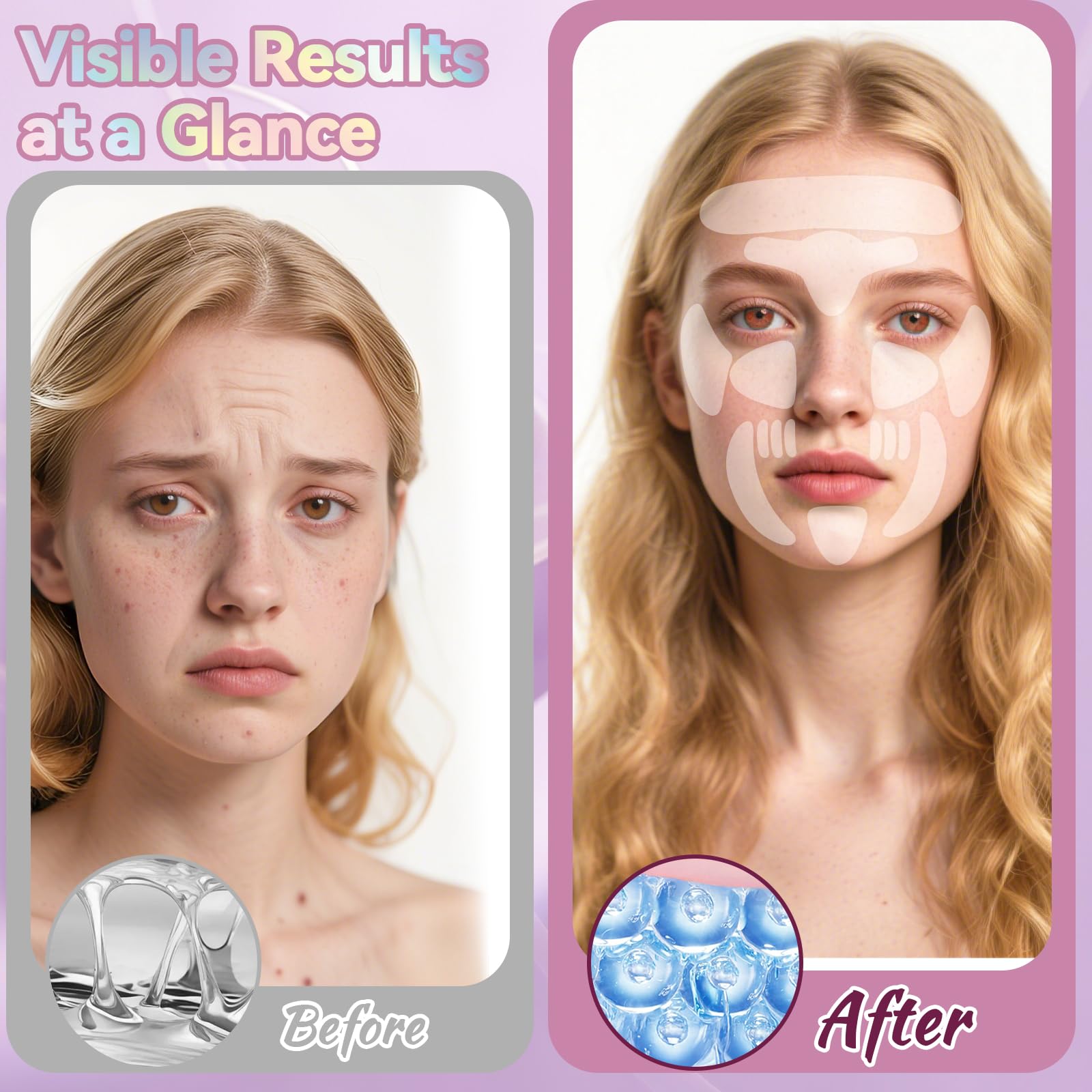 HULEIWA Facial Wrinkle Patches – 256 Pcs Overnight Silicone Patches for Forehead, Eyes, Smile Lines | Easy & Highly Adhesive