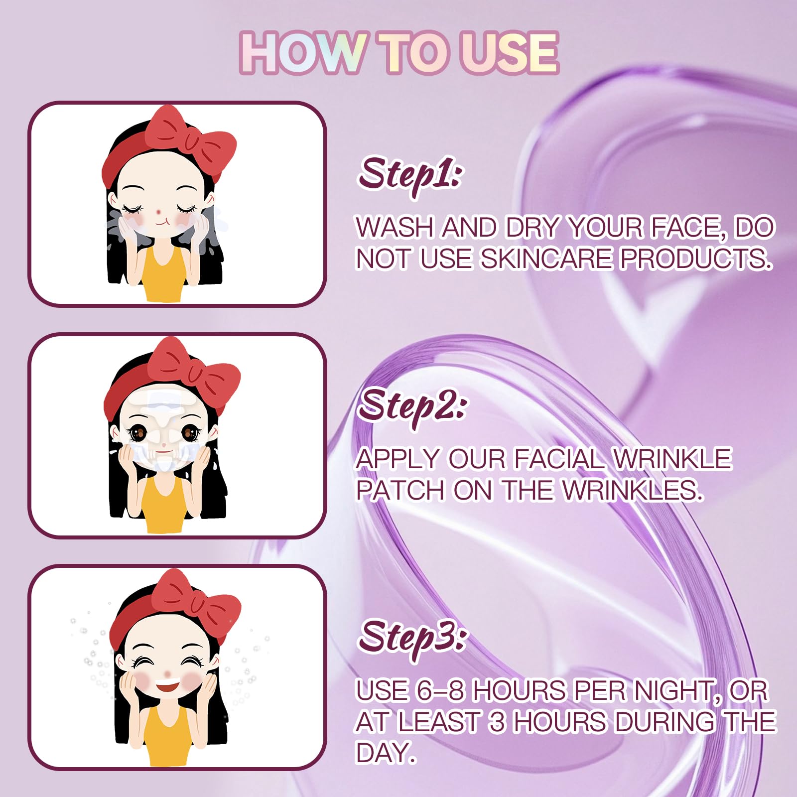 HULEIWA Facial Wrinkle Patches – 256 Pcs Overnight Silicone Patches for Forehead, Eyes, Smile Lines | Easy & Highly Adhesive