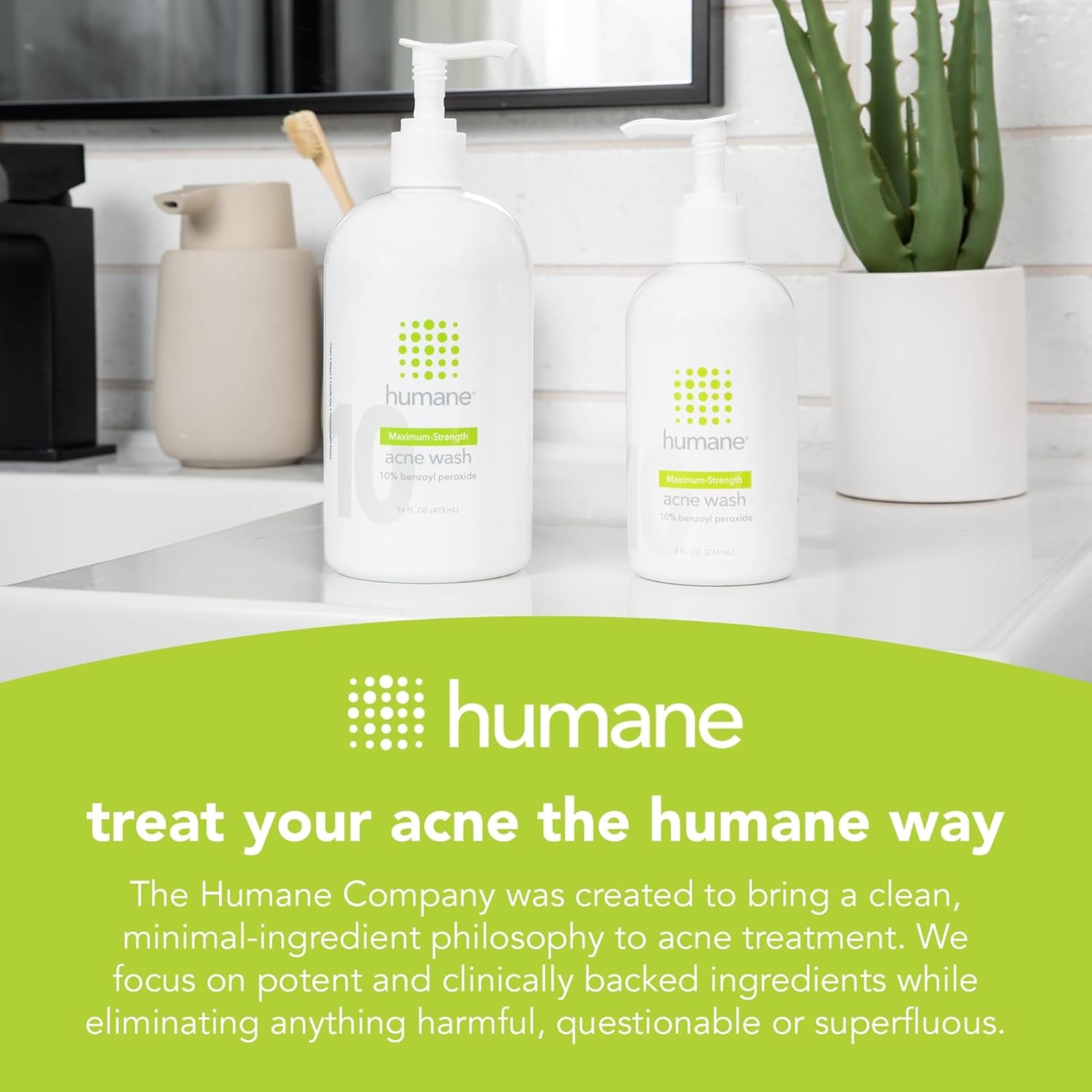 humane 10% Benzoyl Peroxide Acne Body Wash — 8 oz, Vegan & Cruelty-Free