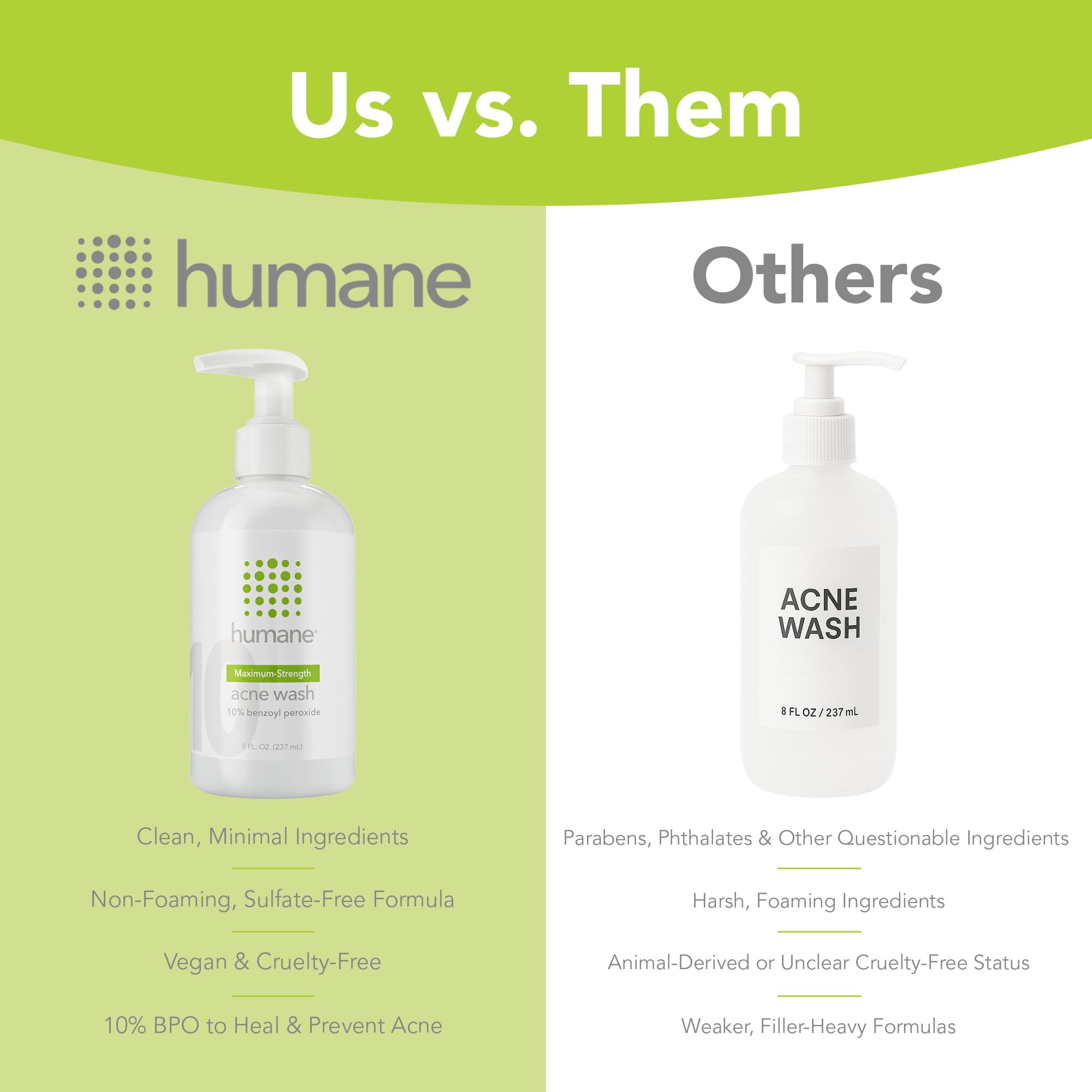 humane 10% Benzoyl Peroxide Acne Body Wash — 8 oz, Vegan & Cruelty-Free