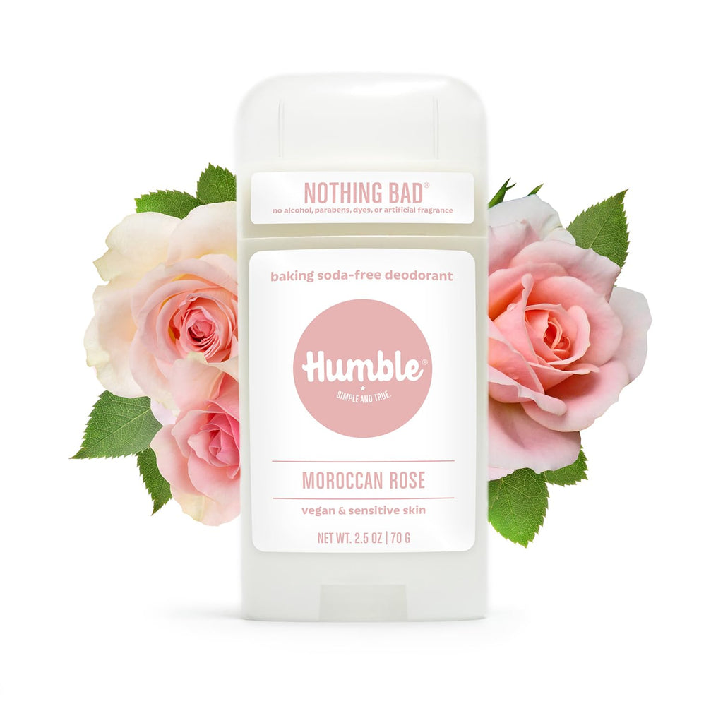 HUMBLE BRANDS Aluminum-Free Deodorant – Moroccan Rose, 3 Pack, Vegan & Cruelty-Free, Sensitive Skin