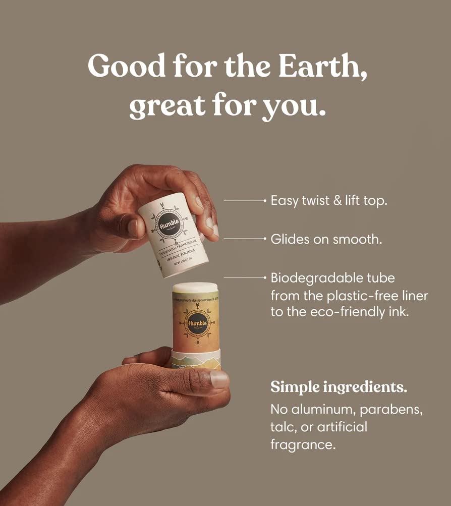Humble Brands Original Formula Aluminum-Free Deodorant | Plastic-Free Packaging, Palo Santo & Frankincense