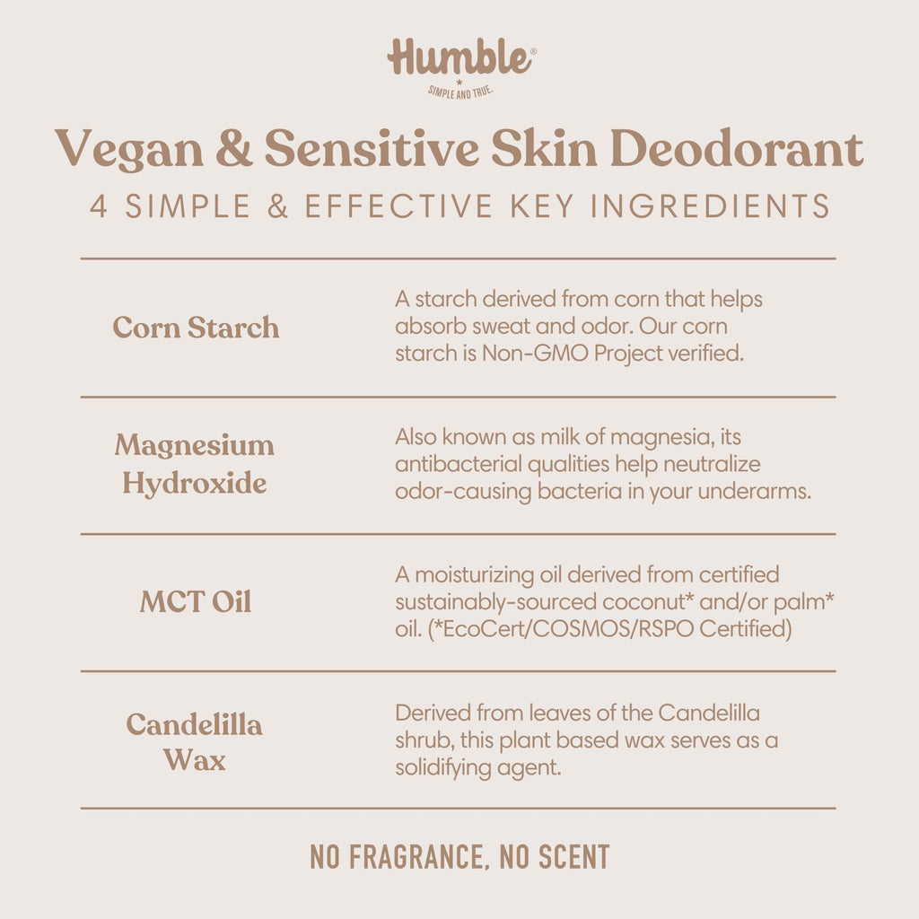 Humble Brands Aluminum-Free Deodorant – Vegan, Cruelty-Free, Sensitive-Skin Safe (Lavender, Rose, Unscented) – Pack of 3