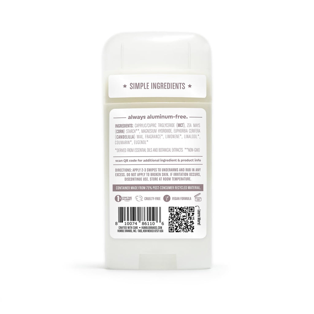 Humble Brands Aluminum-Free Deodorant – Vegan, Cruelty-Free, Sensitive Skin Formula – Patchouli Copal, Bergamot Ginger, Moroccan Rose – 2.5 oz x3