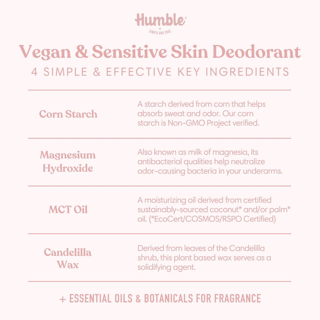 HUMBLE BRANDS Aluminum-Free Deodorant – Moroccan Rose, 3 Pack, Vegan & Cruelty-Free, Sensitive Skin