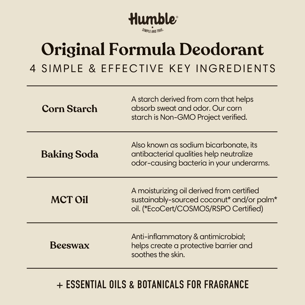 Humble Brands Original Formula Aluminum-Free Deodorant | Plastic-Free Packaging, Palo Santo & Frankincense