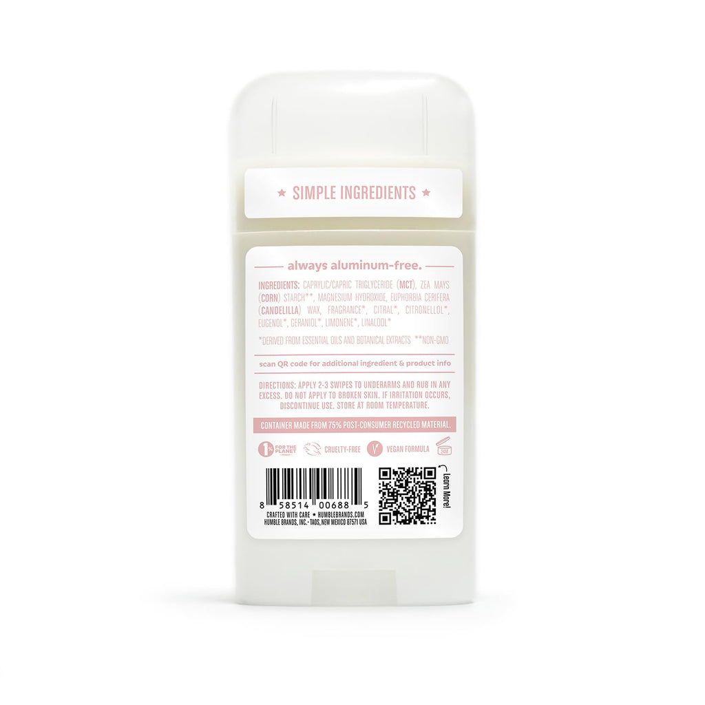 Humble Brands Aluminum-Free Deodorant – Vegan, Cruelty-Free, Sensitive Skin Formula – Patchouli Copal, Bergamot Ginger, Moroccan Rose – 2.5 oz x3