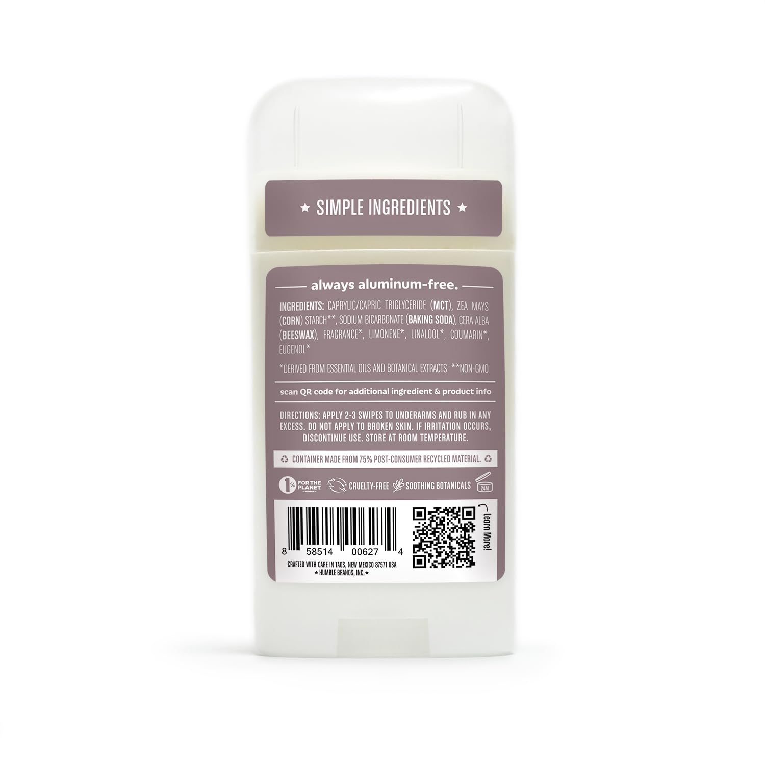 HUMBLE BRANDS Original Formula Aluminum-Free Deodorant – Long-Lasting Odor Control with Baking Soda & Essential Oils (Patchouli & Copal) Pack of 3